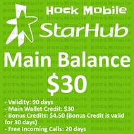 Starhub Prepaid Main Balance $30 / Top Up / Renew