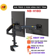 Arm for 2 computer monitors NB-H180 17-27 inches, mount for 2 computer monitors rotates 360 degrees,