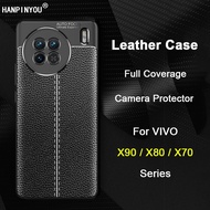 Leather Soft TPU Case For VIVO X90 X80 X70 X60 Pro Plus Matte Back Camera Protector Shell