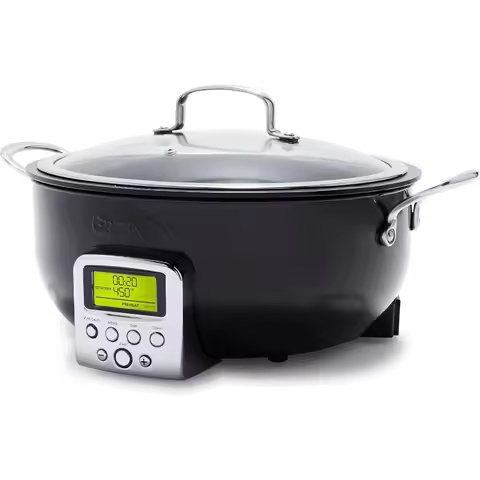 GreenPan Elite Essential Smart Electric 6QT Skillet Pot,Sear Saute Stir-Fry and Cook Rice, Ceramic N