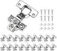 VOCOMO 20 Pack Soft Close Cabinet Door Hinges, 1/2" Partial Overlay Kitchen Cabinet Cupboard Hinges Satin Nickel Hinges Stainless Steel Concealed Hinge with Mounting Screws, 105 Degree Opening Angel