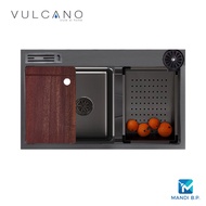 Vulcano HoneyComb Sink - V7547HC (Black) + Waterfall Tap / Kitchen / Sink / Mandi Bp