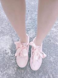 買一送一 小腳女孩二手鞋 甜美可愛粉紅色緞帶蝴蝶結布鞋36號 粉紅運動鞋23號 球鞋跑鞋走路鞋休閒鞋 原味鞋櫃系列