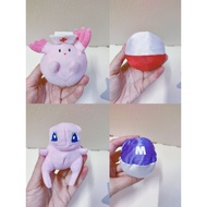 Pokemon Clefairy Reversible Poke ball plush A46 preloved plush Pokemon Chansey Mew preloved keychain