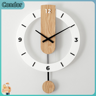 Condor นอร์ดิกเงียบแกว่งนาฬิกาแขวนนาฬิกาห้องนั่งเล่นเงียบนาฬิกาเรียบง่ายทันสมัยร้านอาหารสร้างสรรค์แฟชั่นนาฬิกาควอตซ์นาฬิกาควอตซ์นาฬิกาแขวนผนัง สไตล์นอร์ดิก โมเดิร์น นาฬิกาไม้ เสียงเงียบ นาฬิกาศิลปะ ตกแต่ง สร้างสรรค์ นาฬิกาลูกตุ้ม นาฬิกาตกแต่ง