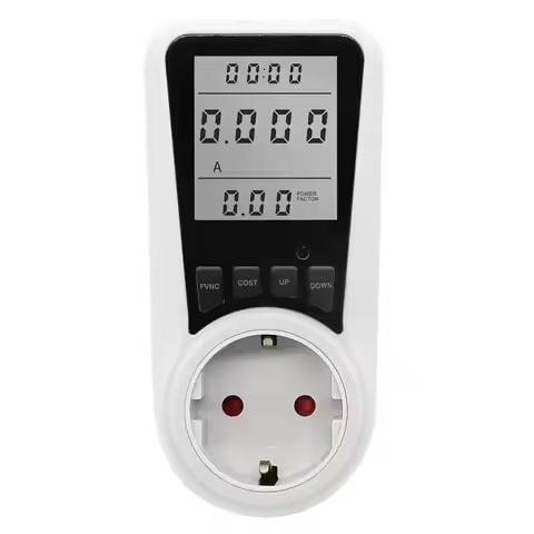 Electrical Energy Monitor, Power Meter, Plug-In Socket With Overload Protection, Kilowatt Voltage AM