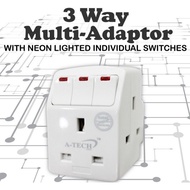 A-TECH 3 Way Multi-Adaptor / Singapore SAFETY MARK