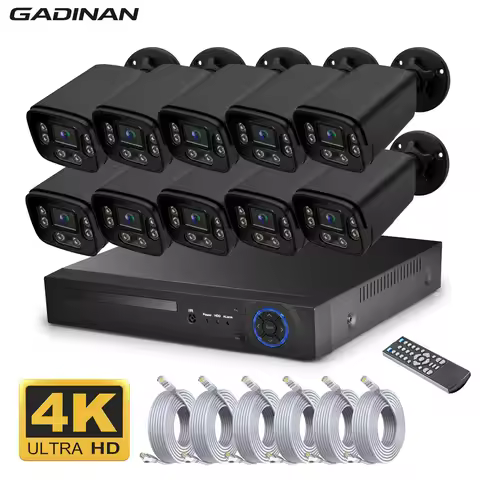 4K POE Security Camera System 10CH 8CH 4CH NVR 8MP Outdoor Cameras Two-Way Audio Waterproof Color Ni