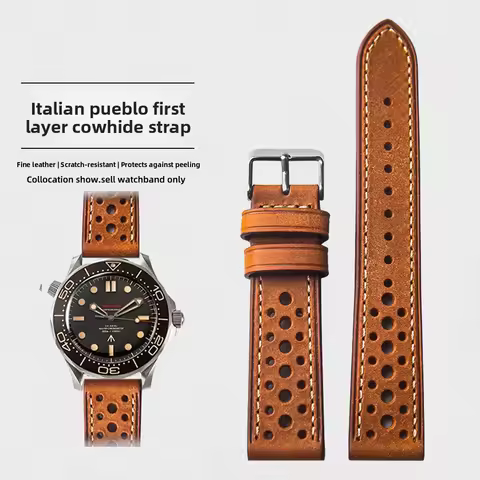 18 19 20 21 22mm Cowhide Watch strap For Omega Longines Rolex Tudor multihole Breathable Ltalian cow