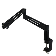 Low Profile Mic Arm Stand Boom Arm Adjustable Microphone Desk with Shock Mount Clip 3/8-5/8 Adapter 
