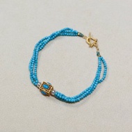 天然喇叭山料綠松石 美國綠松方糖設計多圈手鍊手串s