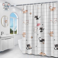 Bathroom Curtain Waterproof Anti-Fungal PEVA Material 80*180/150*18/2000*200CM No Drilling Required