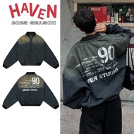 Jacket Bomber Jeans Haven Studio Loose Form Washed Jeans for Men and Women Streetwear Style Availabl