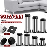 Nobao 5-30cm adjustable stainless steel furniture Feet， Black Replacement Metal Feet，for Couch Cabinets TV Stands Cabinet Sofa Feets