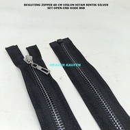 60 cm Vislon Black Silver Dot Zipper Set Open End Detachable Code BSB