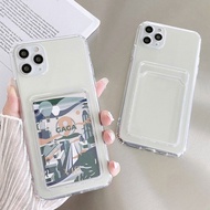 Soft Case Slot Id Card Holder Wallet Silicone Transparent Clear Plain Compatible For Samsung Galaxy 