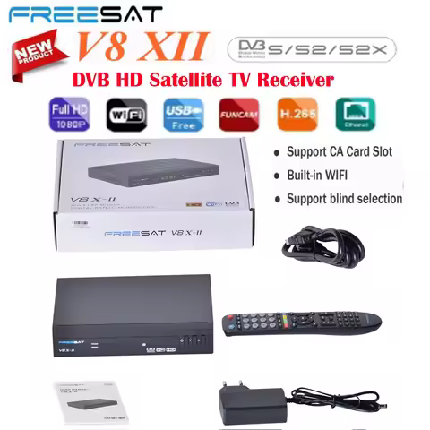 [Genuine]2025 Newest FREESAT V8X-ⅡSatellite HD Receiver DVB-S/S2/S2X Support FunCam/MARS/CM TV Box H