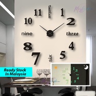 *Ship in 24* DIY Neon Light Wall Clock Growing in Dark Reflective Luminous Wall Clock Silent Jam Din