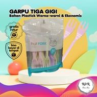 Economical Plastic Forks, Cute, Light and Practical, Multipurpose Mini Fruit Forks, Colorful 3-Teeth