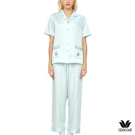 Wacoal Cafe'cation Short Sleeve Pajamas With Collagen Fiber Model WN7E76 Blue (SX)