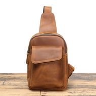 【MG】Vintage Style Chest Bag Beg Dada Lelaki | Genuine Leather Fits 10" Device Multi Compartment
