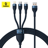 Baseus สายชาร์จเร็ว รุ่น  Flash Series Ⅱ Fast Charging Data Cable แบบ USB to Micro USB+Lightning+Type C 100W 1.2m