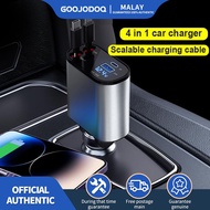 GOOJODOQ Pengecas Kereta 4 dalam 1 Penyesuai Boleh Tarik 120W Sudut Laras Pengecasan Pantas untuk iP