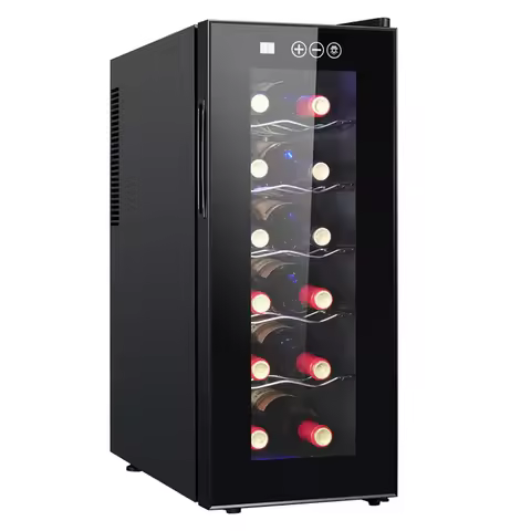 12 Bottle Wine Chiller Countertop Wine Cellar with UVProtection GlassIntelligent Thermostat Perfect
