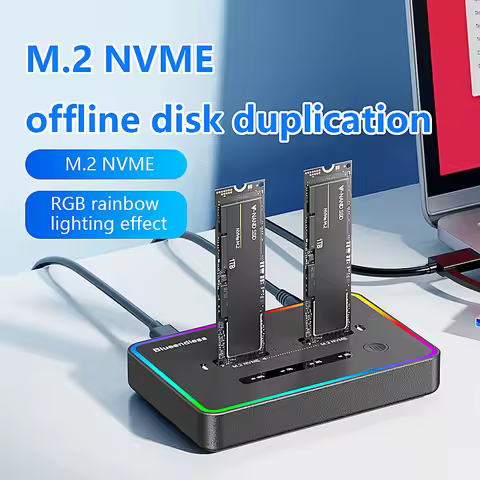Blueendless Dual-Bay M.2 NVME SSD Clone Docking Station 20Gbps USB3.2 USB C Type C OFFline Cloner Du