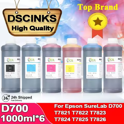 1000ml 6PC D700 Dye Ink for Epson SureLab D700 SL-D700 Printer T7822 T7823 T7824 T7825 T7826 High qu