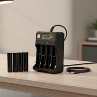 Ankndo 18650 Li-ion Battery Charger 3.7V 1/2/4 Slots for 18500 18350 Rechargeable