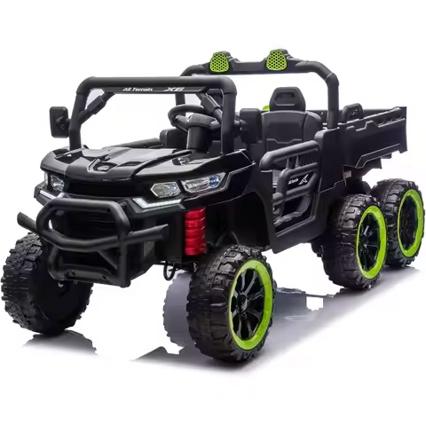 24V UTV 2 Seater Dump Truck with Remote Control, Electric Dump Bed, 4WD Power Ride on Truck Cars 6x6