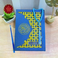 Al-Quran Waqf 3D Kawung Batik Motif A5 Size Navy Oval Al-Quran Wedding Dowry Free 33 Pearl Prayer Be