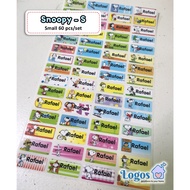 Snoopy Sticker. Name Label Small. Peanuts Character Sticker. Cute, For Name