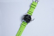 (包郵)PANERAI - 24mm/22mm (代用) 潛水款 螢光綠色 Fluorescence Green 橡膠混合物代用膠帶配精鋼錶扣