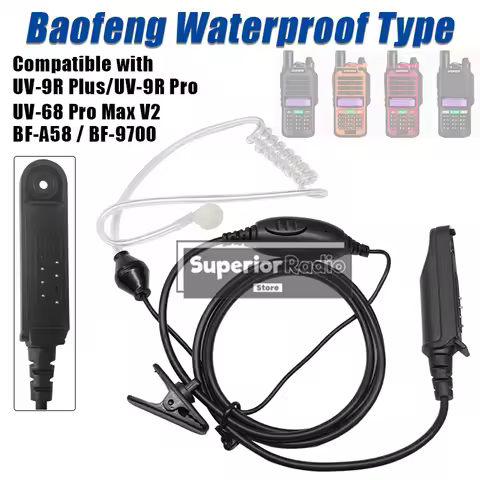 Baofeng UV-68 Pro Max V2 Air Tube Earpieces UV-9R Acoustic Headset PTT Mic Earphones For BF-9700 UV-