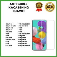 CLEAR TEMPERED GLASS HUAWEI MATE 20-MATE 20 LITE-MATE 50E-MATE 50-Y5 2019-Y6S-Y6P-Y6 -Y6 PRO-Y7A-Y7P