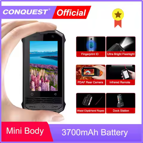 CONQUEST F2 Mini IP68 Rugged Smartphone NFC Android Unlocked Global 4G Network NFC Remote Mobile Pho