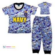 (1-7Y) QS Kids Full Print SEA NAVY UNIFORM Microfiber Pajamas Baju Tidur Sleepwear Budak Lelaki Kanak Kanak Pyjamas