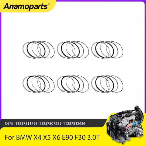 Engine Parts 6X Piston Ring Set Fit 3.0 For 04-16 BMW 3/4/5/6/7/X3/X4/X5/X6 E90 F30 F80 3.0T 24V Die