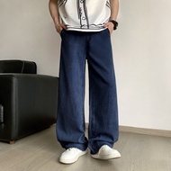 Clashe Men‘s Loose Jeans Korean Style Straight Cut  Denim Elastic Waist Celana Panjang Jeans