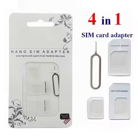 500set 4 In 1 Nano SIM card to Micro SIM Nano Micro to mini sim adapter for iphone samsung sim card 