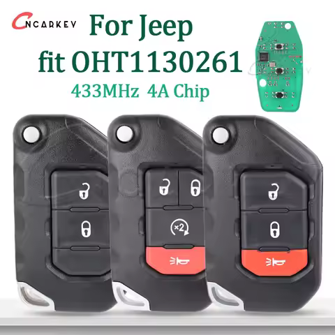 fit Jeep Wrangler Rubicon Gladiator JK JL 2018 433MHz 4A Flip Remote Key SIP22 Uncut Car Fob Battery