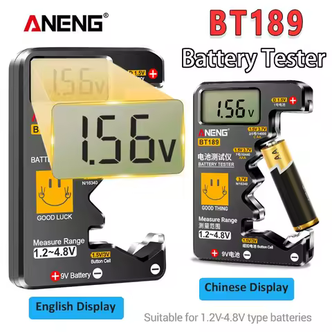 Battery Tester ANENG BT189 Home Battery Inspector Capacity Voltage Check Level Detector LCD Display 