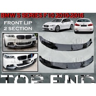 BMW 5 SERIES F10 2010-2016 FRONT LIP FRONT V-LIP (2 SECTIONS) WITH PAINT (PIANO BLACK) ABS SKIRT LIP