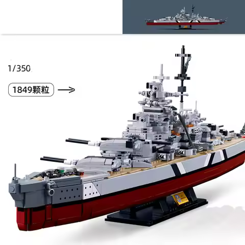 WW2 Military Warships KMS Bismarck Battleship Collection Building Blocks World War 2 II Bricks Class