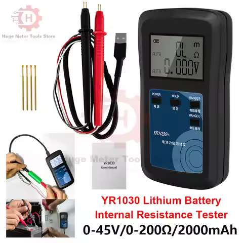 YR1030 Lithium Battery Internal Resistance Tester High-precision 0-45V 18650 Battery Voltage Tester 