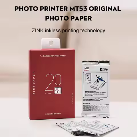 10/20/40/60Sheets Original HPRT Zink Photo Paper With Adhesive Backing 2x3 Inch Color Self-adhesive 