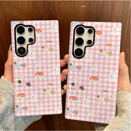 Pink checkered puppy patterned protective case compatible with Samsung SU26 S23 Plus S23FE S24 S25 P