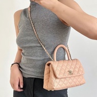 Chanel Cocohandle  粉色 淡金扣荔枝皮23*14*9 99新配件塵袋